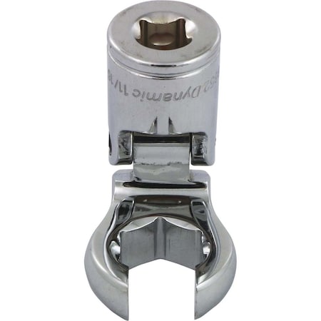 Dynamic Tools 3/8" Dr SAE 11/16" Flex Head, Crow Foot Flare Nut Socket, Chrome D008652